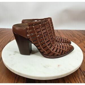 Dolce Vita Cognac Leather Woven Kacie Mules